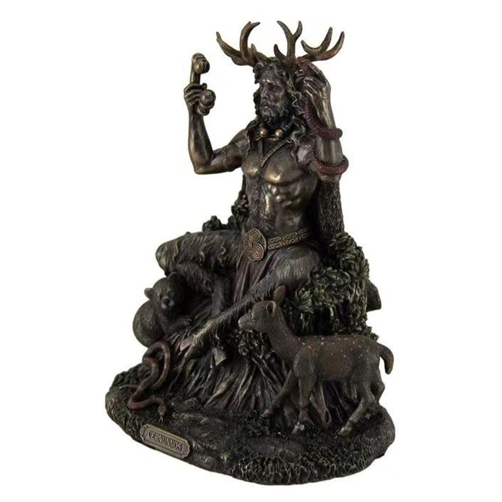 Resin Cernunnos Horned Animal God Statue Figurine Garden Home God Sculpture