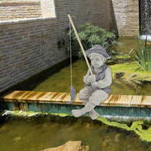 Load image into Gallery viewer, Garden Statue Resin Fisherman Gone Fishing Boy Garden Sculpture Ornaments
