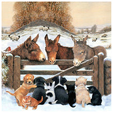 Load image into Gallery viewer, Diamond Painting - Full Round - 3 donkeys and small animals (40*40cm)
