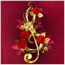 Load image into Gallery viewer, Diamond Painting - Full Round - Goldplated Rose Flower (30*30cm)
