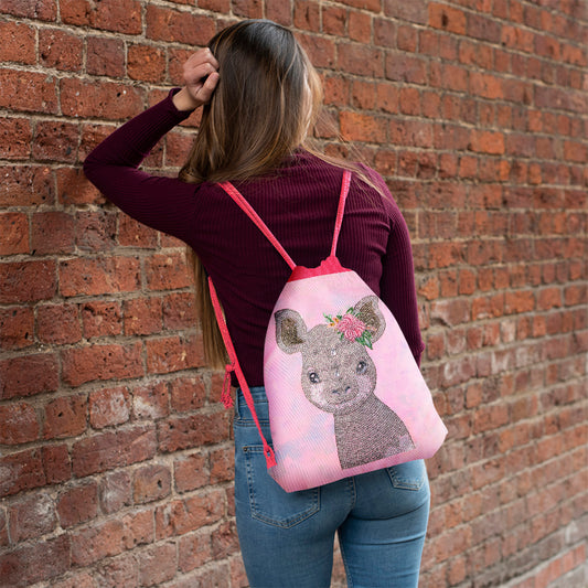 Rhinestone Drawstring Backpack DIY Special Shape Diamond Knapsack (Ox 2)