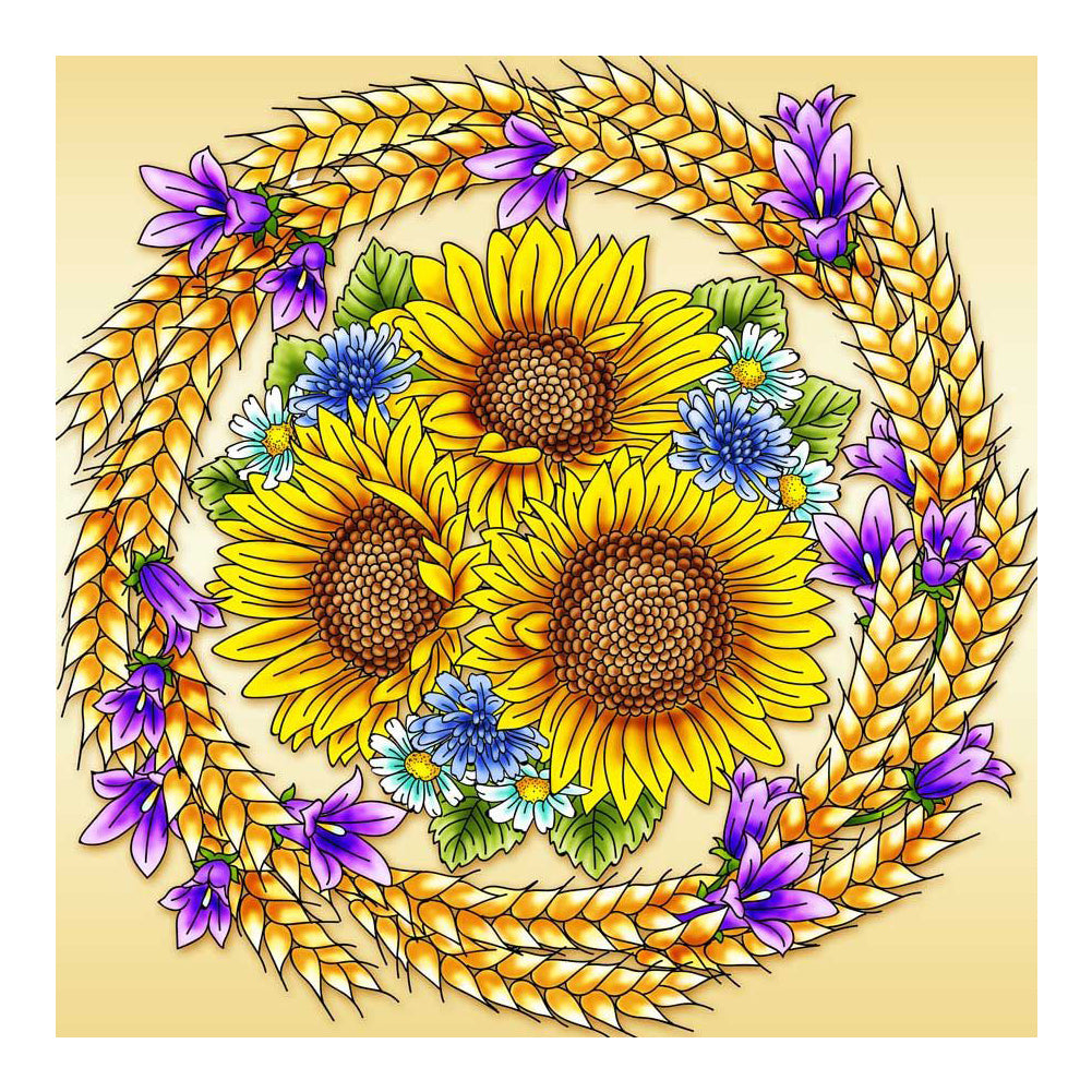 Diamond Painting - Partial Special Shaped - Sun Flower Wheat Ear (30*30cm)