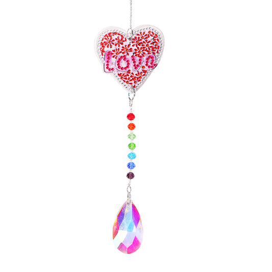 DIY 5D Mosaic Sun Catcher Jewelry Diamond Painting Window Wind Chime (Love)