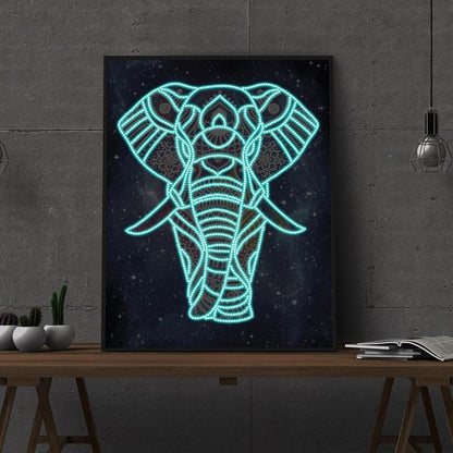 Animal Elephant Luminous 40*30CM(Canvas) Beautiful Special Shaped Drill Diamond Painting