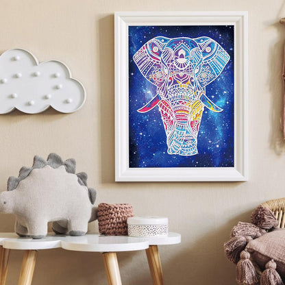 Animal Elephant Luminous 40*30CM(Canvas) Beautiful Special Shaped Drill Diamond Painting