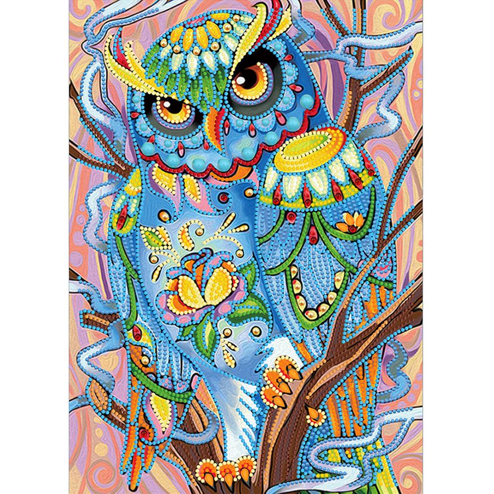 Animal Owl Luminous 40*30CM(Canvas) Beautiful Special Shaped Drill Diamond Painting