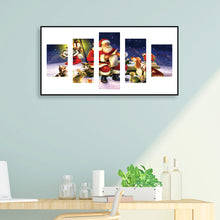 Load image into Gallery viewer, Santa And Animals 5 Panels Christmas 80*40CM(Canvas) Full Round Drill Diamond Painting
