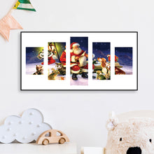 Load image into Gallery viewer, Santa And Animals 5 Panels Christmas 80*40CM(Canvas) Full Round Drill Diamond Painting
