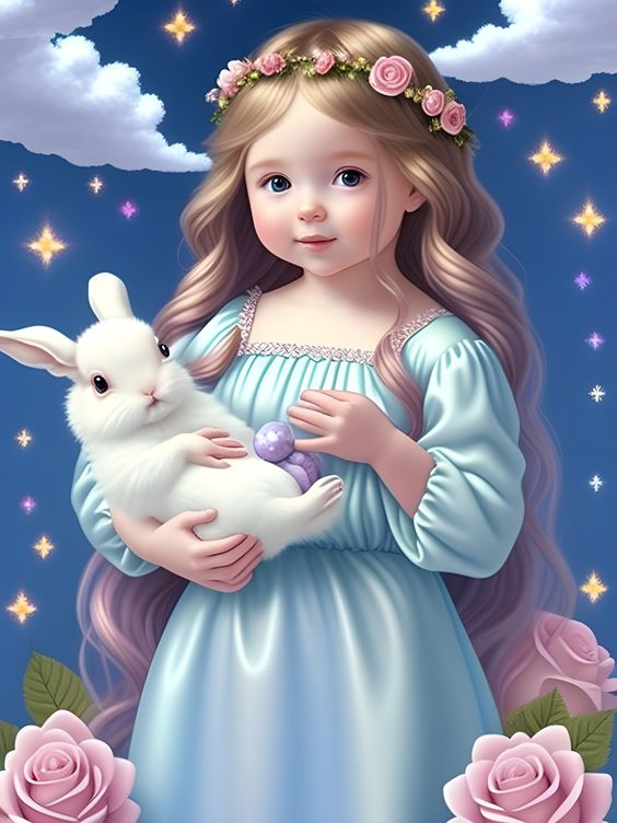 AB Diamond Painting - Full Round - Girl And His Rabbit (40*50cm)