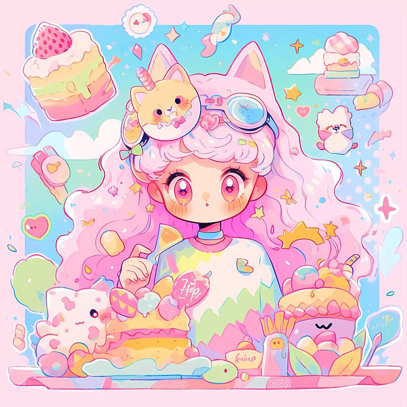 AB Diamond Painting - Full Round - anime girl (40*40CM)