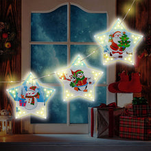 Load image into Gallery viewer, 5D DIY Diamond Painting Christmas Tree LED Hanging Star Lights
