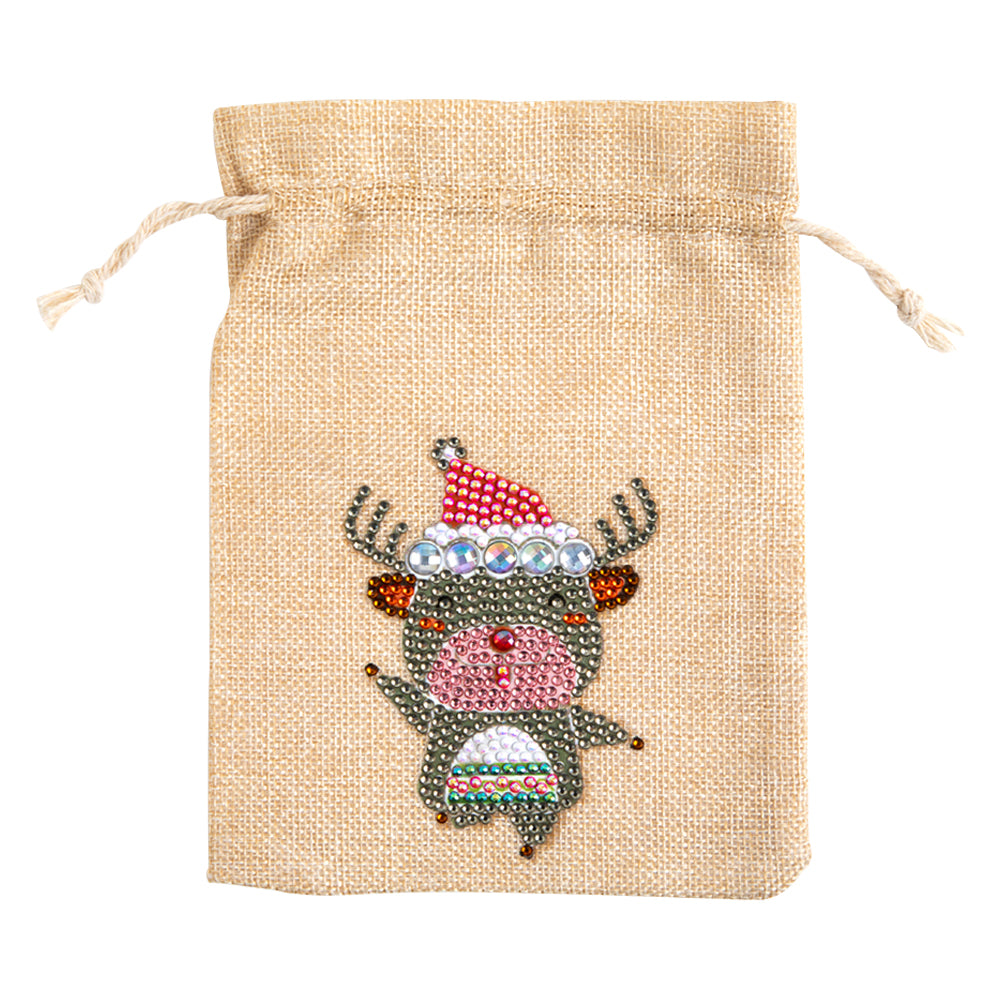 5D DIY Diamond Painting Christmas Linen Gift Bag Cartoon Home Decor
