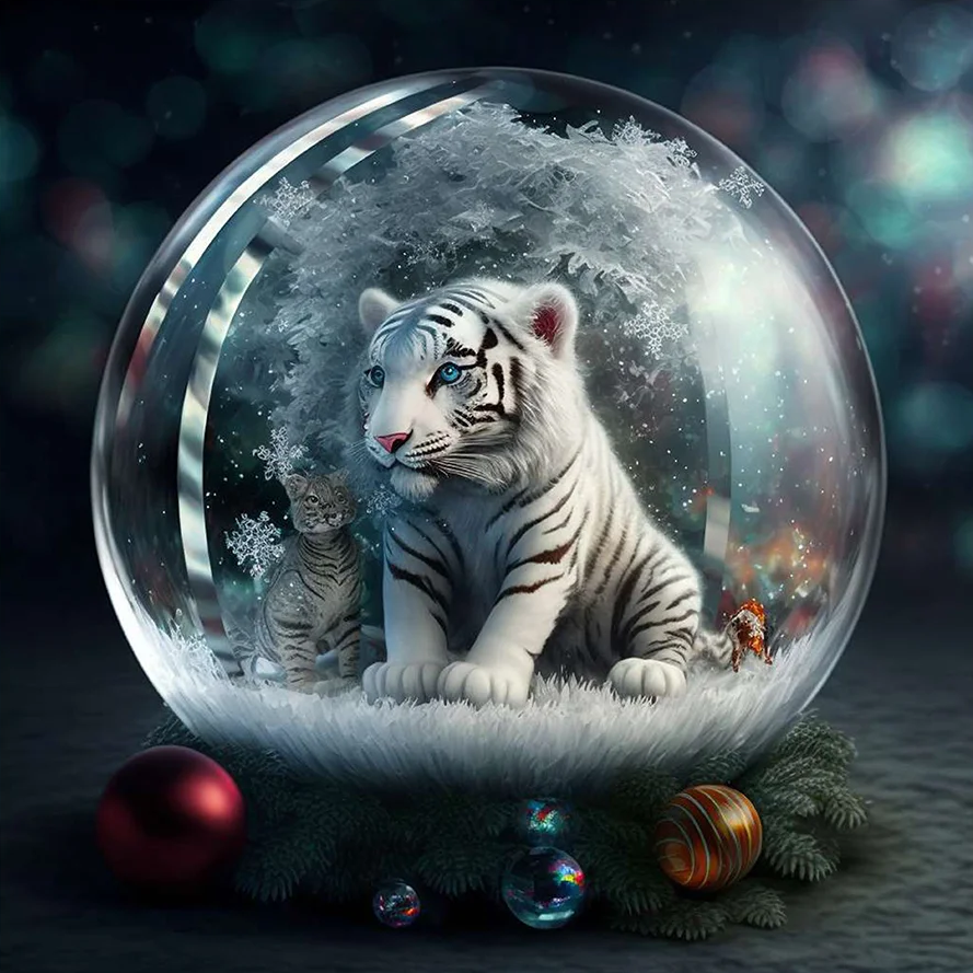 AB Diamond Painting - Full Round - Crystal Ball Tiger (40*40cm)