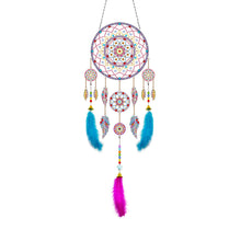 Load image into Gallery viewer, DIY Diamond Painting Dream Catcher Wind Chimes Kit Feather Hanging Craft
