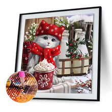 Load image into Gallery viewer, Diamond Painting - Full Round - Christmas kitten (30*30CM)
