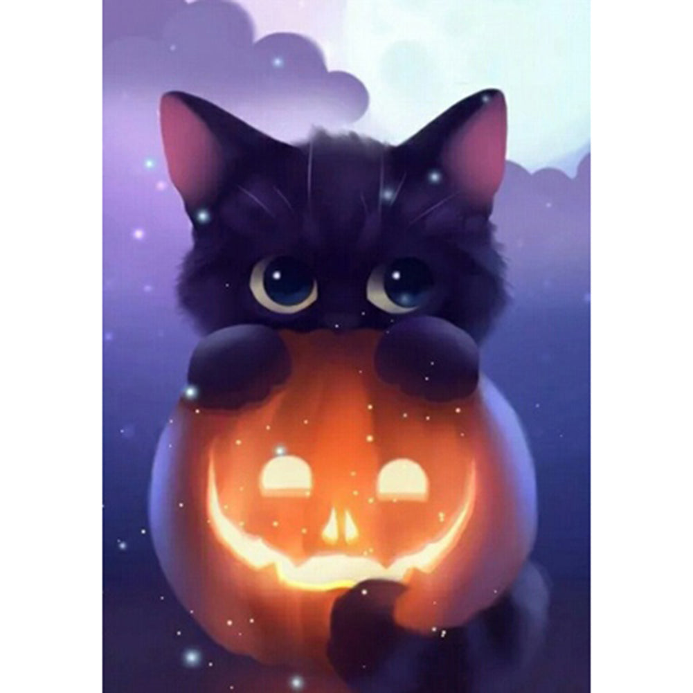 Diamond Painting - Full Round - Halloween pumpkin cat (30*40cm)