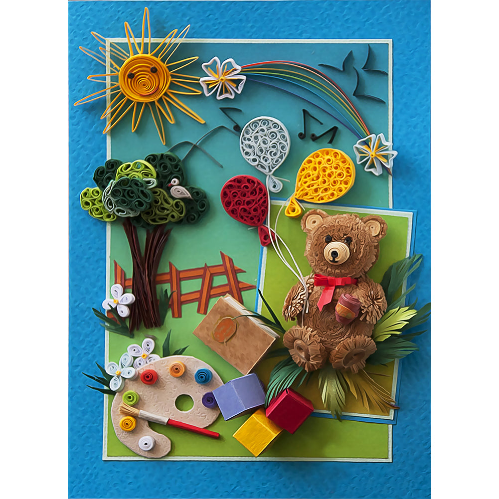 Diamond Painting - Partial Special Shaped - Paper Quilling drawing bear (30*40CM)