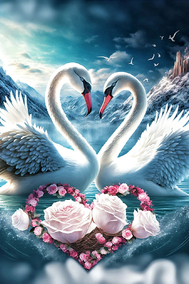 AB Diamond Painting - Full Round - Swan (40*60cm)