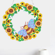 Load image into Gallery viewer, 5D DIY Diamond Painting Crystal Bee Wreath Art Door Hanging Decor
