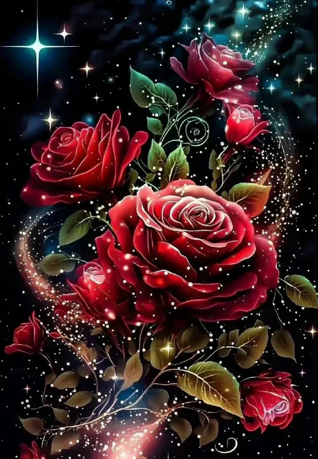 AB Diamond Painting - Full Round - Red rose (40*55cm)