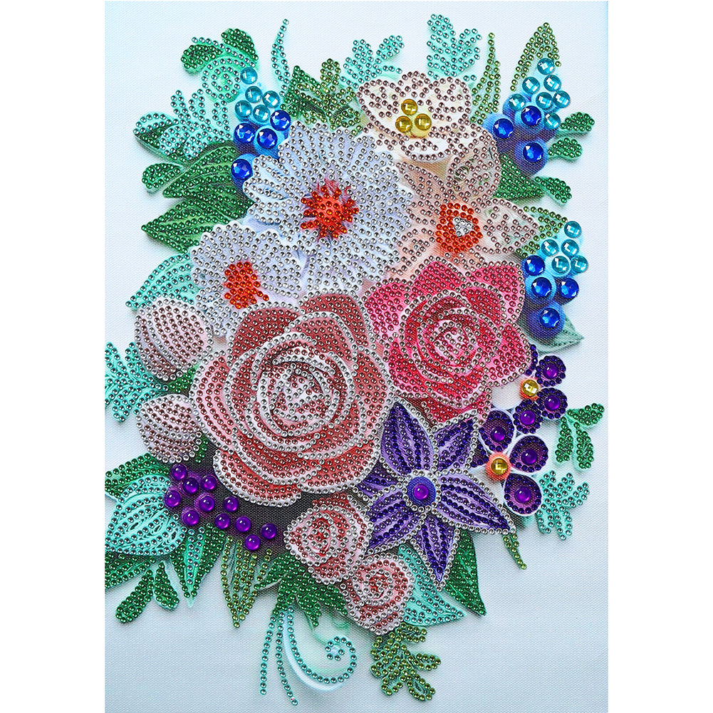 Diamond Painting - Partial Special Shaped - Paper Quilling painting flowers (30*40CM)