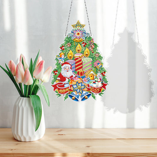 5D DIY Special Shaped Diamond Painting Xmas Wreath w/ Lamp String
