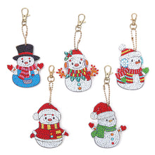 Load image into Gallery viewer, 5pcs DIY Snowman Full Special Shaped Diamond Painting Keychain Kit

