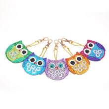 Load image into Gallery viewer, 5pcs DIY Owl Full Special Shaped Diamond Painting Keychain Kit

