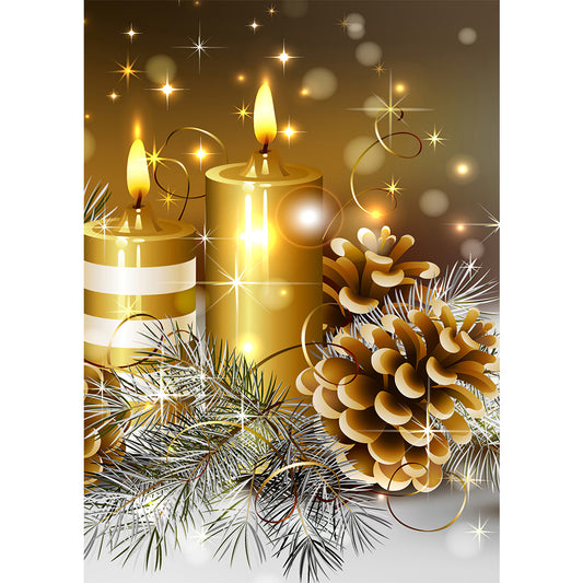Diamond Painting - Full Round - Christmas atmosphere golden candle (30*40CM)