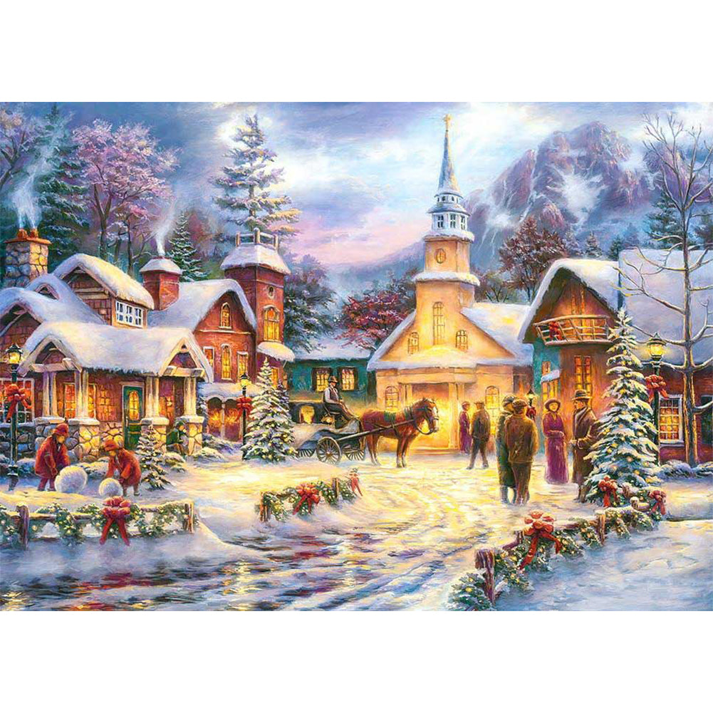 Diamond Painting - Full Round - Christmas lively town (70*50CM)