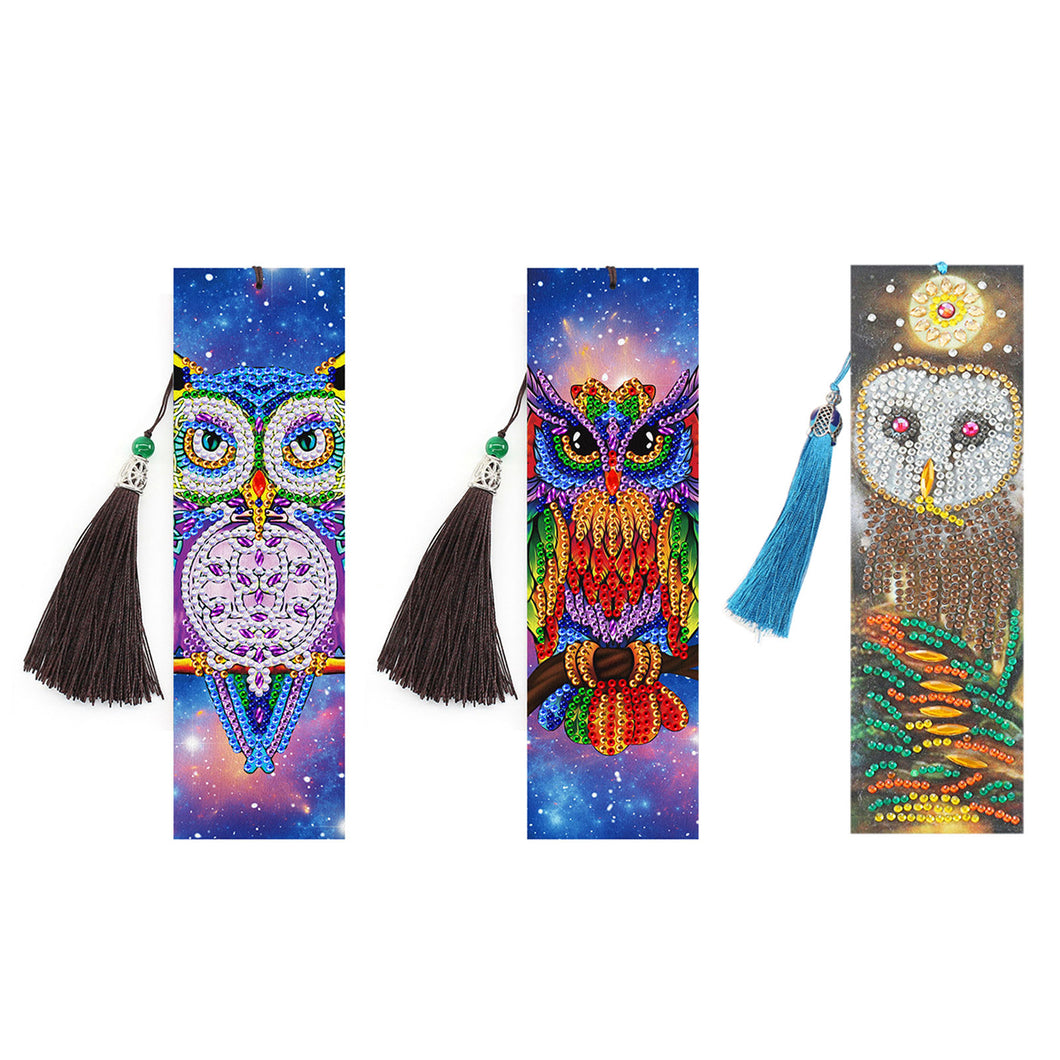 Diamond Painting Bookmarks - 3 Sets DIY Special Shape for Arts Craft - Owl