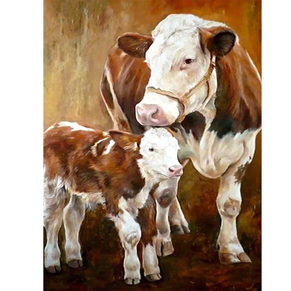 Diamond Painting - Full Round - Big cow and calf (30*40CM)