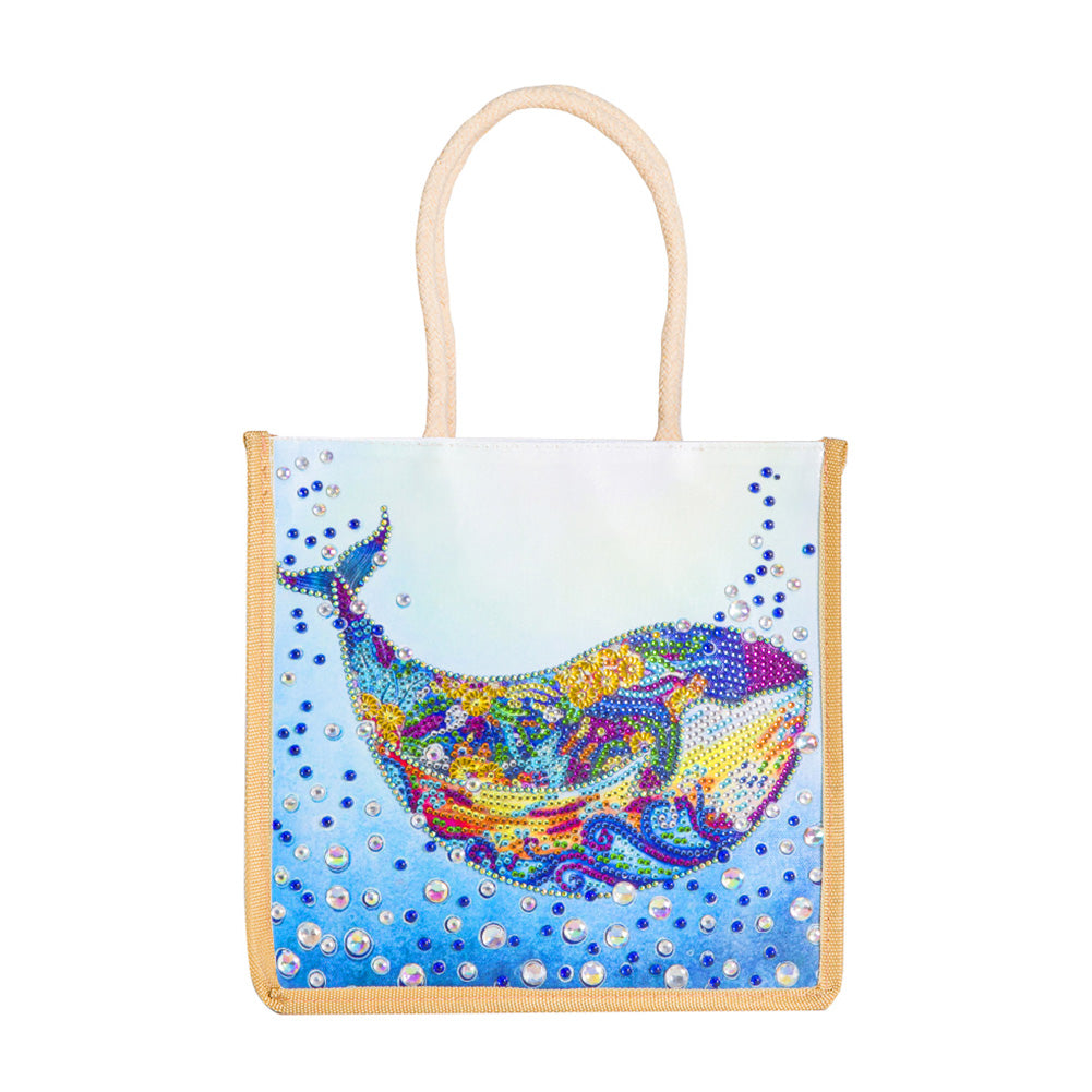 5D Diamond Painting Linen Bag DIY Dolphin Shopping Handbag Totes