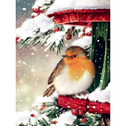 Diamond Painting - Full Round - Christmas snow bird (30*40CM)