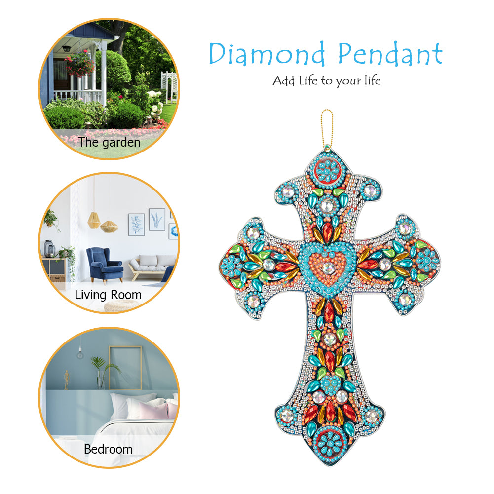 DIY Diamond Painting Cross Pendant Acrylic Hanging Wall Home Decor