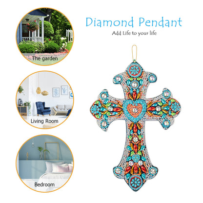 DIY Diamond Painting Cross Pendant Acrylic Hanging Wall Home Decor