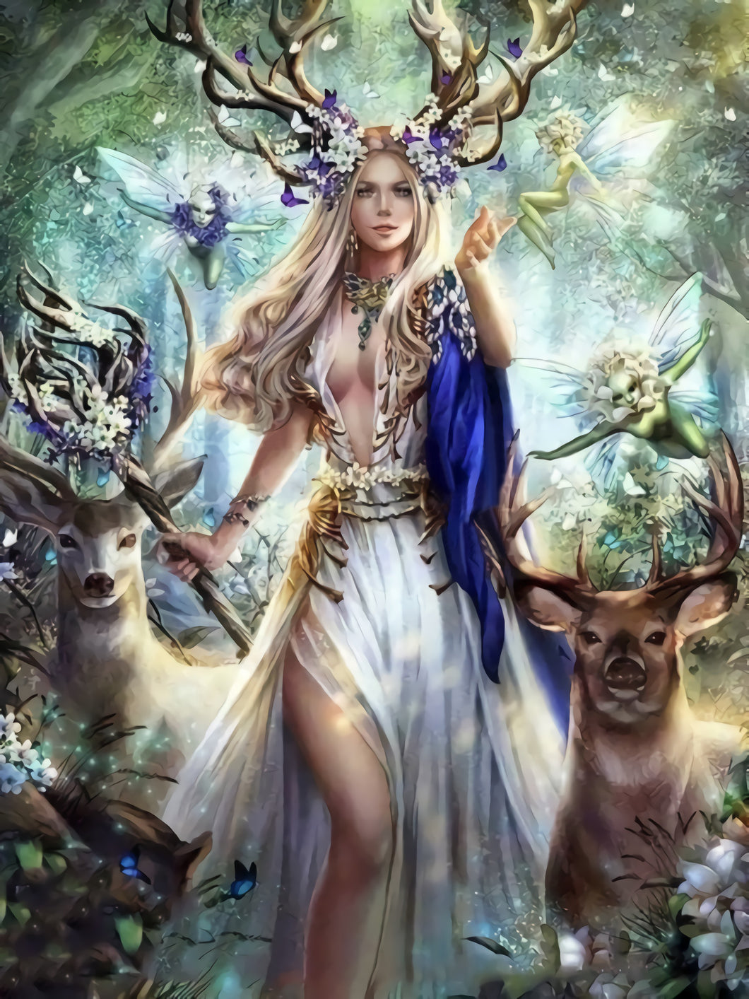 Diamond Painting - Full Round - Fairy Elf and Deer (30*50CM)