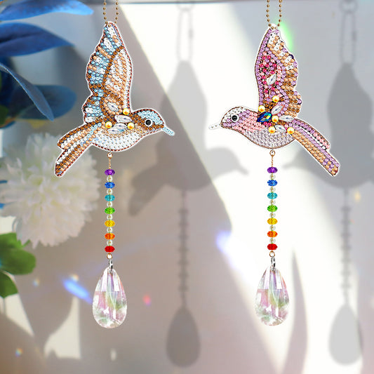 DIY Special Shape Crystal Hummingbird Diamond Painting Kit Pendant