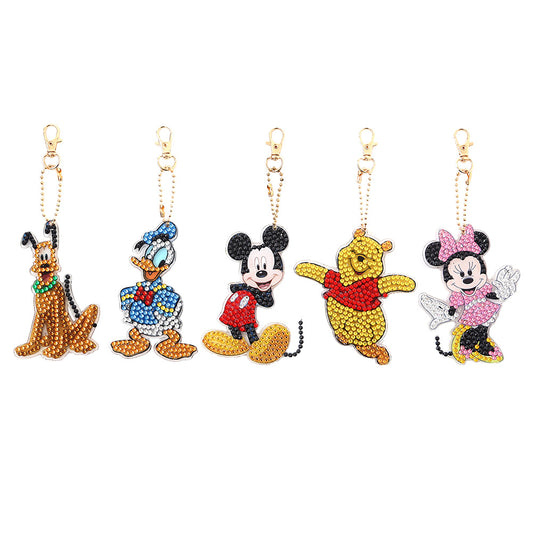 5pcs Mosaic Diamond Painting Keychain 5D DIY Rhinestone Keyring Kit