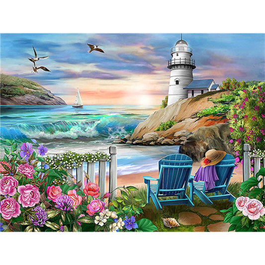 Diamond Painting - Full Round - Seaside holiday scenery (40*30CM)
