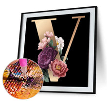 Load image into Gallery viewer, Diamond Painting - Full Round - English letter V (30*30CM)
