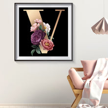 Load image into Gallery viewer, Diamond Painting - Full Round - English letter V (30*30CM)

