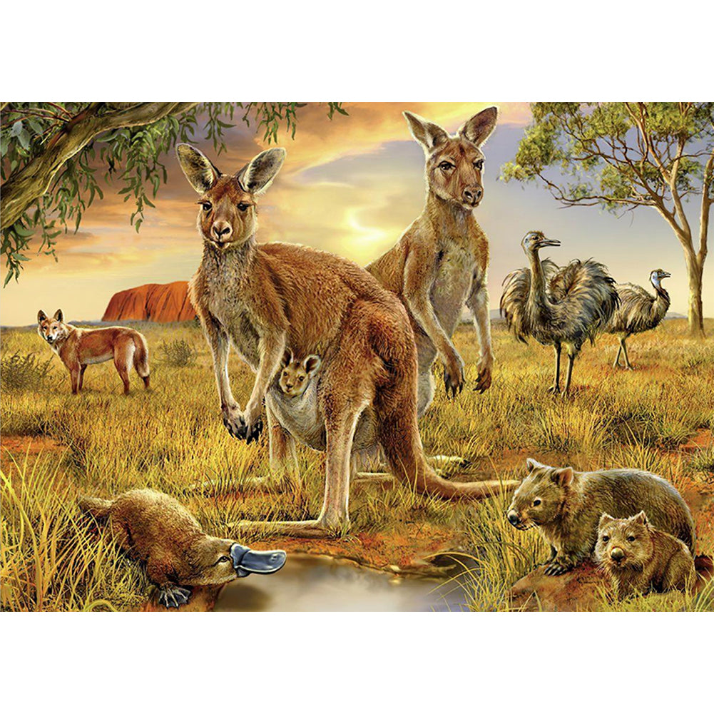 Diamond Painting - Full Round - Jungle kangaroo (40*30CM)