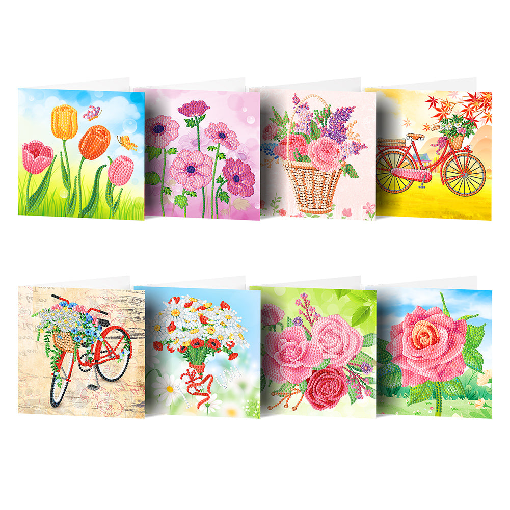 8pcs Diamond Painting Greeting Thanks Cards Special-shaped Drill