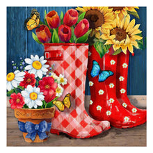 Load image into Gallery viewer, Diamond Painting - Full Round - Boots sunflower (30*30CM)
