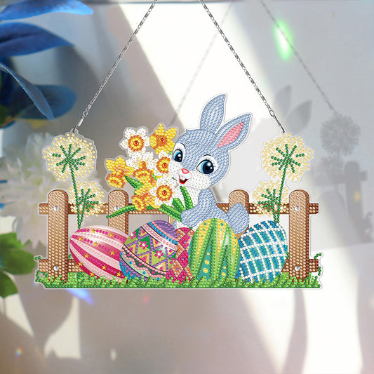 Easter Rabbit Egg Ornament DIY Diamond Crystal Hanging Pendant