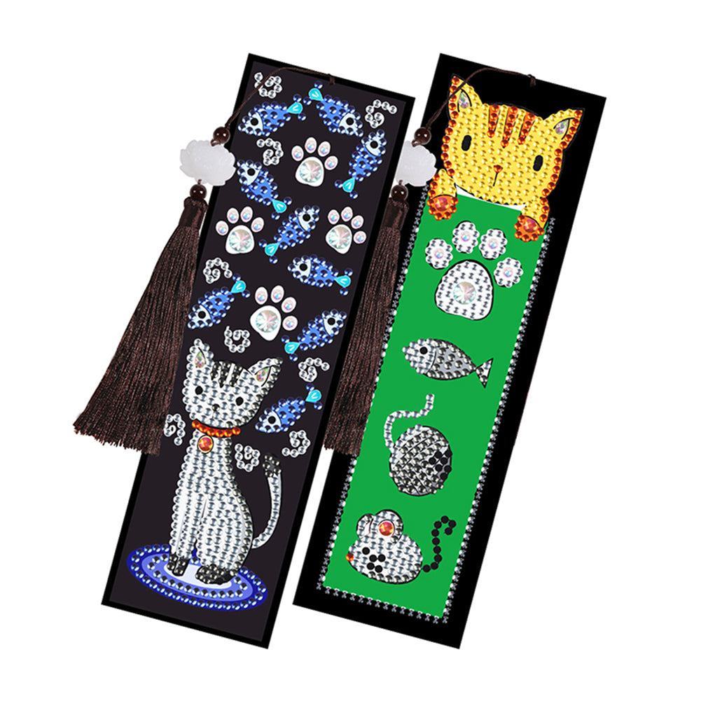 2pcs Creative DIY Diamond Painting Bookmark Leather Tassel Tags Art