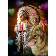 Load image into Gallery viewer, Diamond Painting - Full Round  - Indians and Wolves (30*40CM)

