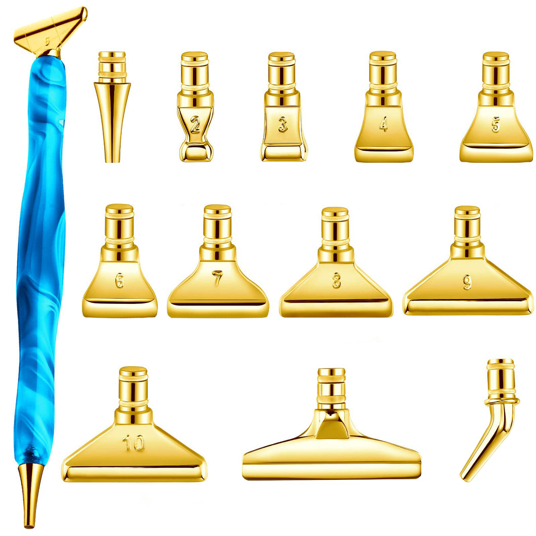 13x 5D Resin Diamond Painting Pen Nibs DIY Craft Point Drill Pens Gold
