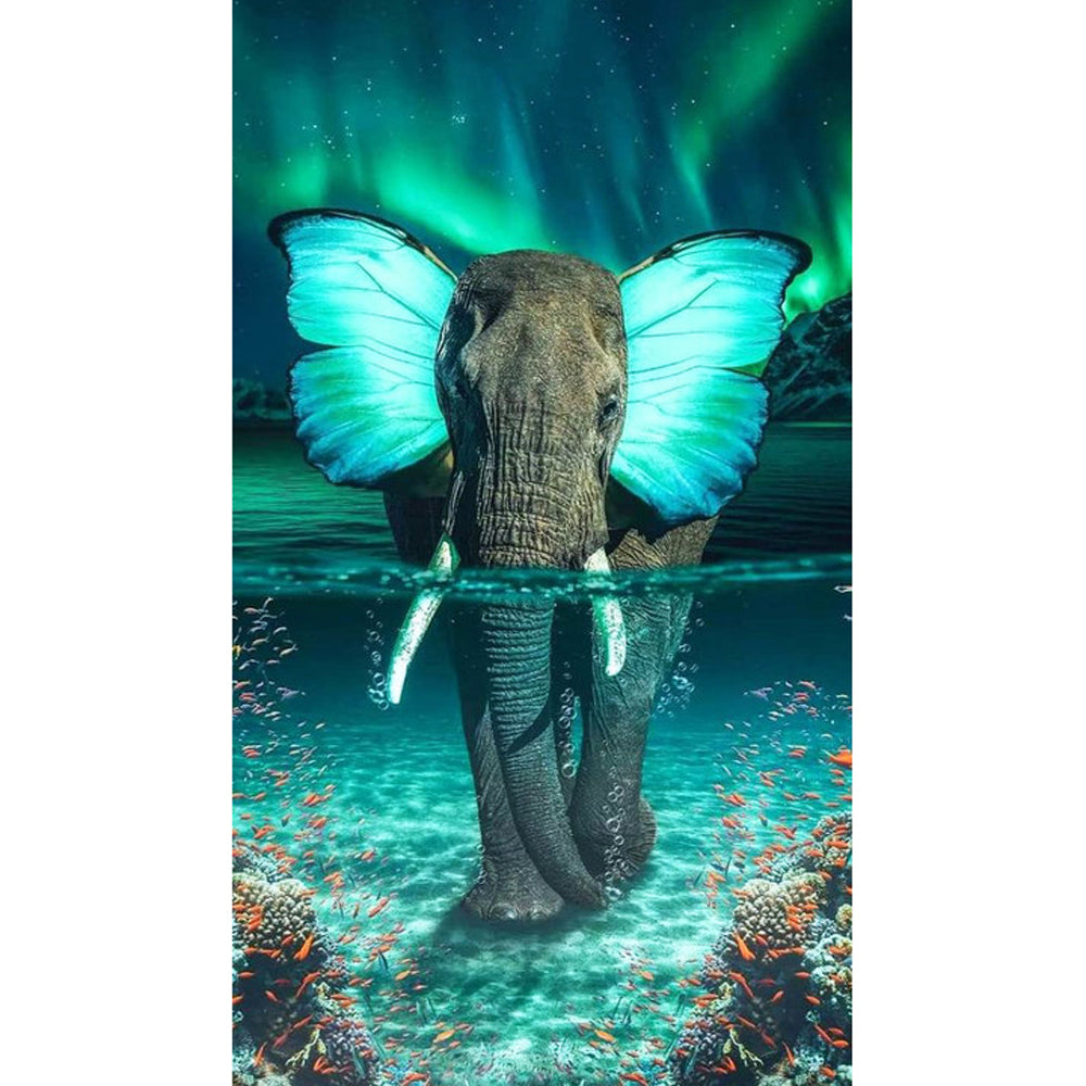 Diamond Painting - Full Round - Butterfly Elephant (40*70CM)
